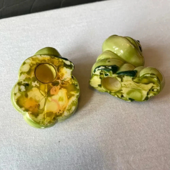 Vintage Hand Painted Poceclain Whimsical Worms Figuring Set of 2 - Picture 3 of 5